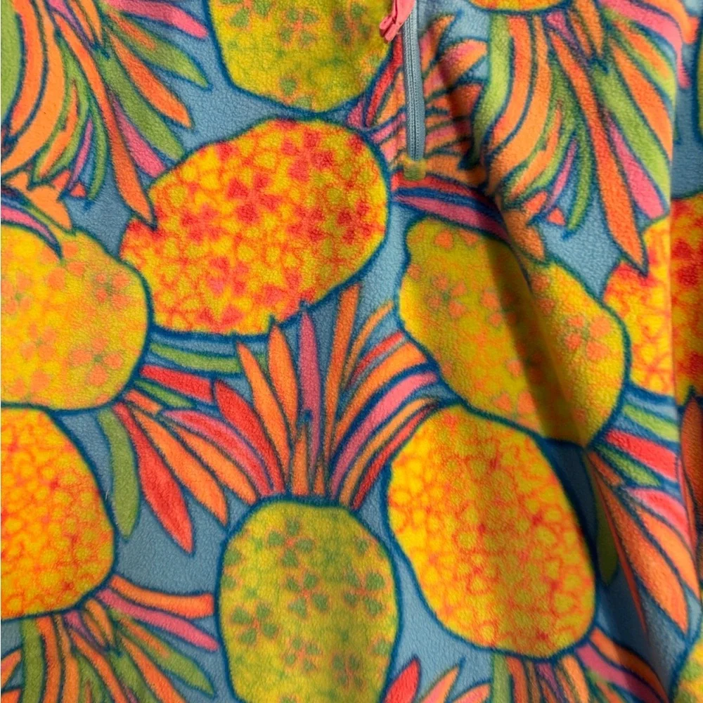 Chubbies Multicolor Pineapple Print Women's Quarter Zip Pullover Fleece Shirt - Picture 3 of 6